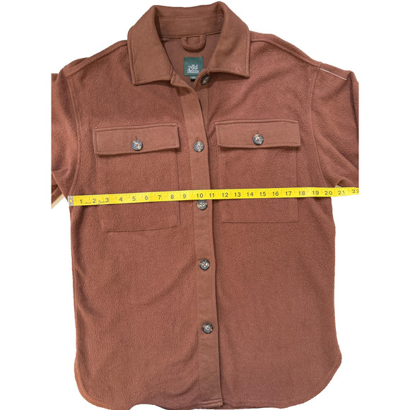 Wild Fable Shirt Womens XS Rust Brown Button Up Fleece Shacket Casual Oversized - Picture 4 of 6